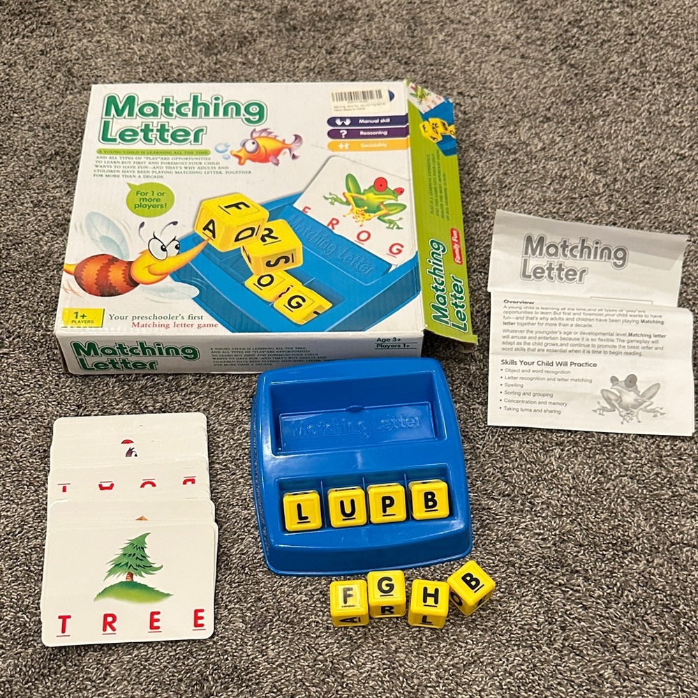 Matching Letter Game for Kids - Blue and Yellow